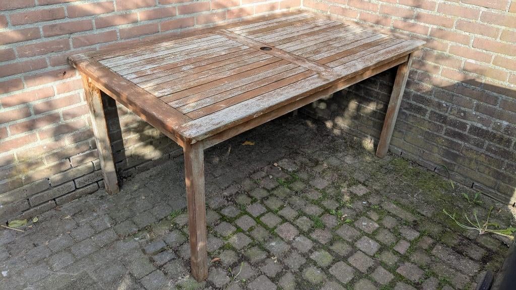 Tuintafel teakhout, Tuin en Terras, Tuintafels, Ophalen, Gebruikt, Rechthoekig, Teakhout