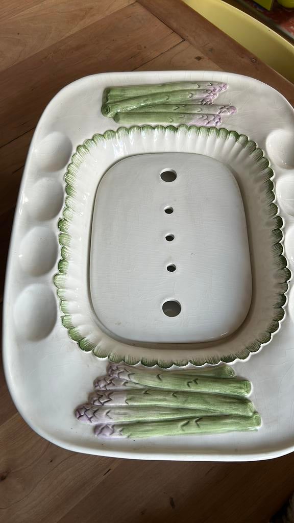 Oude vintage grote majolica aspergeschaal uit Italie, Ophalen of Verzenden