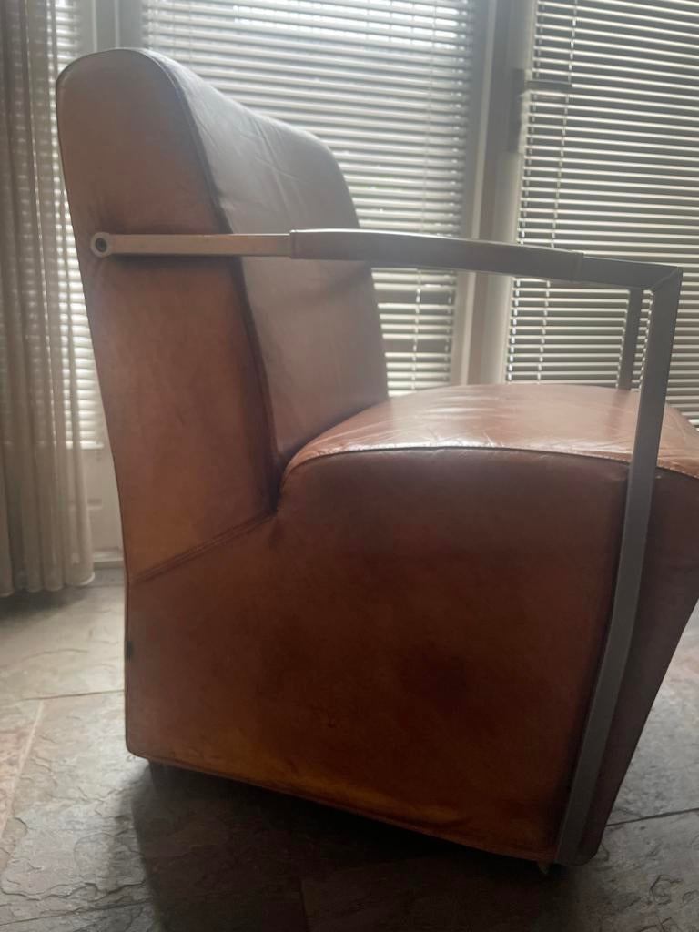 4 goed onderhouden lederen stoelen met ruime zit, Ophalen, Gebruikt, Bruin, Leer