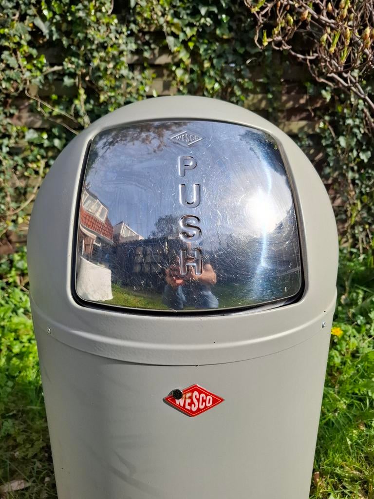 WESCO Pushboy Prullenbak 50 Liter Grijs, Ophalen, 50 tot 75 cm, 40 liter of meer, Metaal