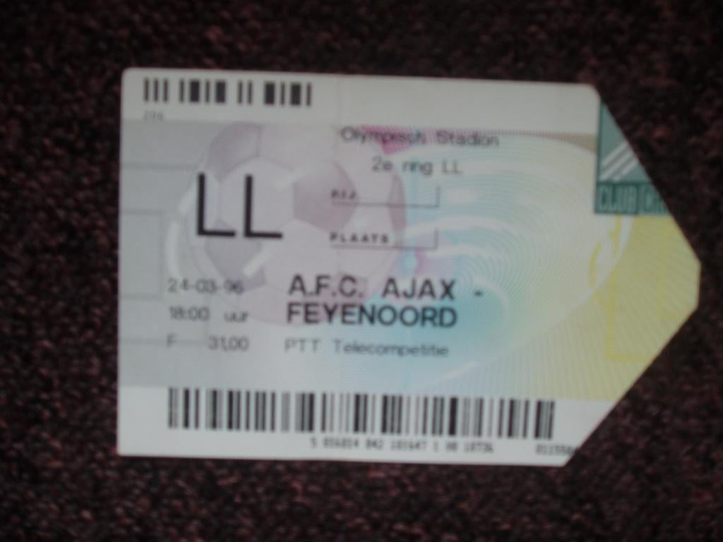Ajax-Feyenoord Ticket Seizoen 1995/96, Ophalen of Verzenden, Gebruikt, Ajax, Overige typen