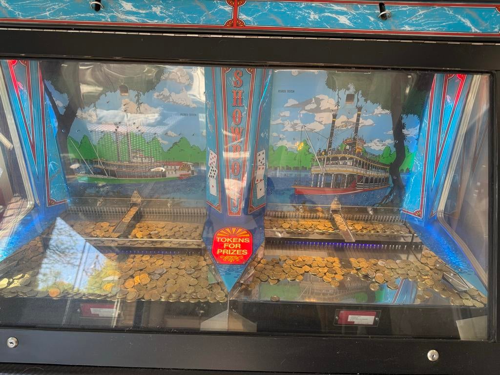 Showboat Coin Pusher Arcade Machine - Klassieke Muntenschuiv, Overige munten, Verzenden, Gebruikt, Met sleutels