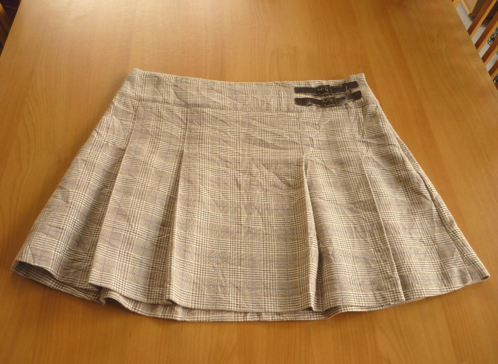 Beige bruin blauw geruite kreuk plooirok van Etam Maat 38, Kleding | Dames, Rokken, Maat 38/40 (M), Beige, Ophalen of Verzenden