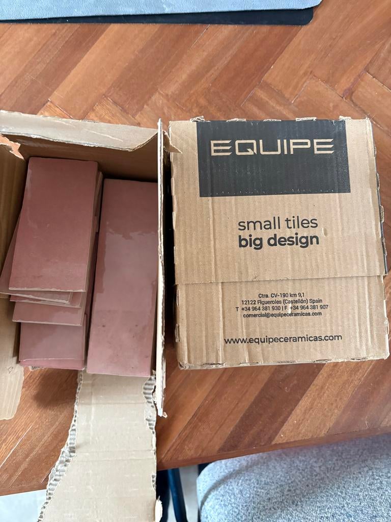 Roze handtegels 6,5x20cm, Zo goed als nieuw, 20 tot 40 cm, Minder dan 5 m², Wandtegels