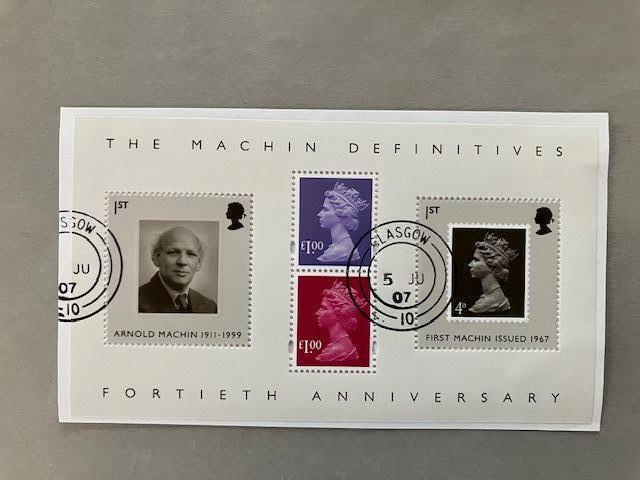 Engeland 2007 Blok The Machine Definitives gebruikt, Verzenden, Gestempeld