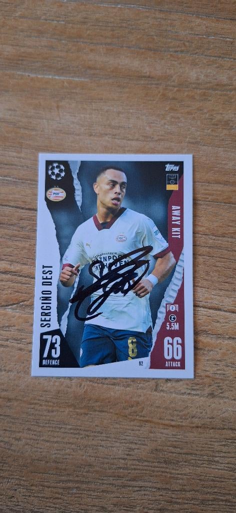 Topps trading card met handtekening; Sergino Dest # PSV, Ophalen of Verzenden, Nieuw, PSV, Spelerskaart