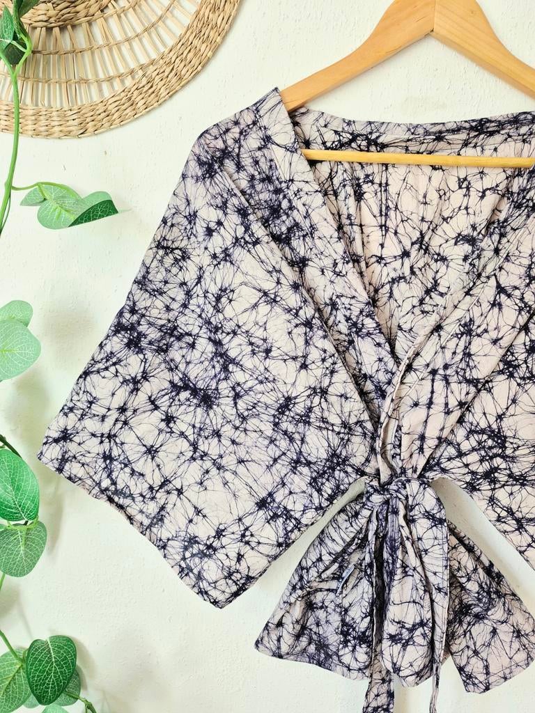 Handmade kimono van handgeverfde India katoen allsize, Kleding | Dames, Maat 46/48 (XL) of groter, Nieuw, Ophalen of Verzenden