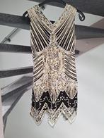 Prachtige Gatsby Jurk Maat 36 - Zwart met Goud Pailletten, Kleding | Dames, Zwart, Ophalen of Verzenden, Zo goed als nieuw, Maat 36 (S)