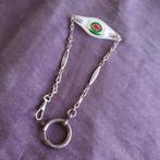 Antieke Horlogeketting met Celluloid Kompaskruis Ornament, Verzenden, Zilver, Zilver, Met strass