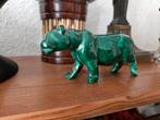 Malachiet beeldje van een tijger panter, Verzamelen, Beelden en Beeldjes, Ophalen of Verzenden, Zo goed als nieuw, Dier