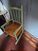 Vintage Schommelstoel voor Kinderen - Groen met Riet, Ophalen, Gebruikt, Overige kleuren, Hout