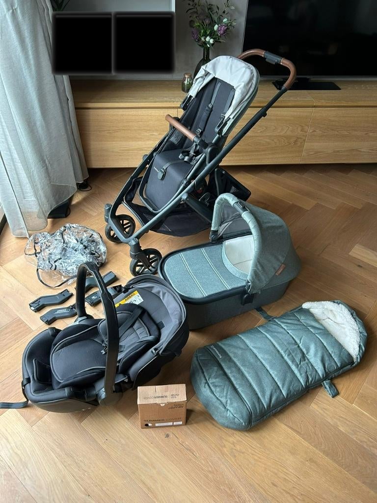 Kinderwagen (complete set) en een autostoel, Gebruikt, Verstelbare duwstang, Ophalen, Kinderwagen