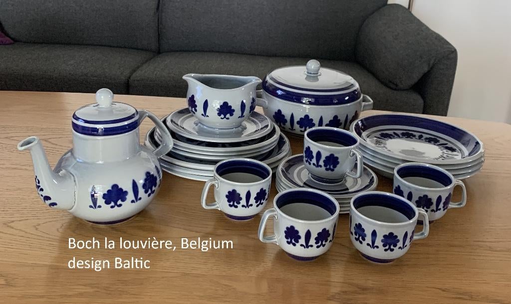 Boch Baltic la louvière borden theepot schaal kop & schotels, Ophalen of Verzenden, Zo goed als nieuw, Bord(en), Overige stijlen