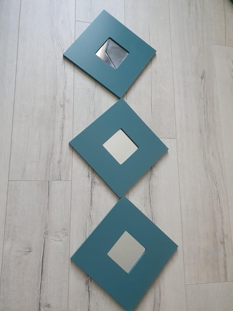 Set van 3 IKEA MALMA spiegels - Teal, Minder dan 50 cm, Gebruikt, Vierkant, Ophalen of Verzenden