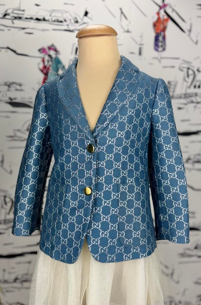 Gucci GG supreme blauw jasje blazer maat 6 (1.250 euro), Kinderen en Baby's, Meisje, Gucci EU, Zo goed als nieuw, Gucci