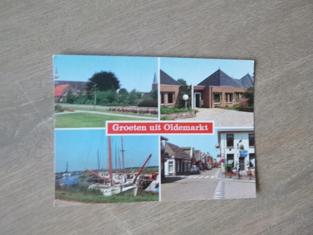Oldemarkt, slagerij/kerk/boten, Verzenden, 1980 tot heden, Gelopen, Noord-Brabant