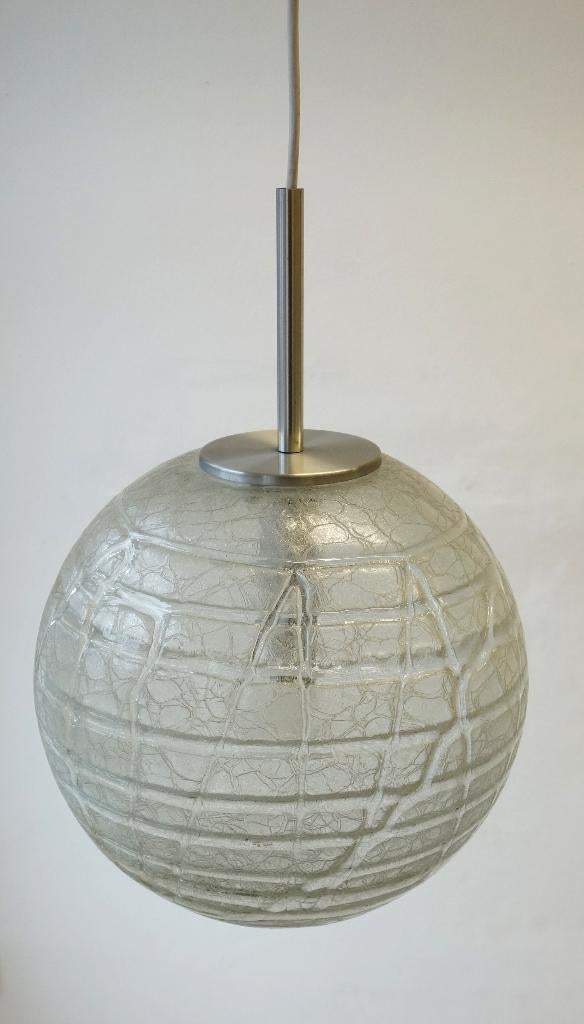 Doria Leuchten ijsglas Globe vintage hanglamp XXL, Ophalen of Verzenden, Gebruikt, Vintage Space Age Design Mid-Century lamp 60s 70s