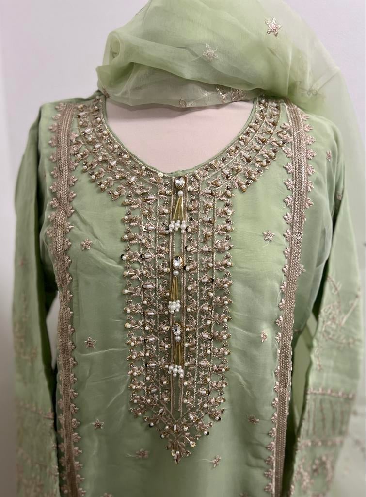 Elegante Punjabi Salwar Kameez - Lichtgroen met Borduurwerk, Kleding | Dames, Overige Dameskleding, Ophalen of Verzenden, Nieuw