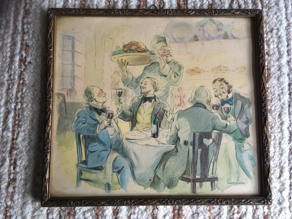 antieke prent schilderij brasserie cafe, Ophalen of Verzenden, Voor 1940, Overige onderwerpen, Prent