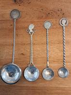 4 zilveren muntlepels, Ophalen of Verzenden