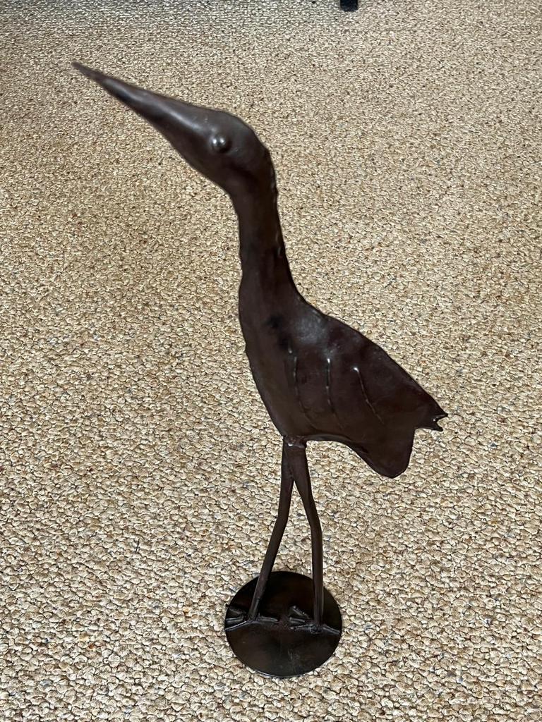 Metalen vogel decoratie - Reiger/Kraanvogel, Ophalen, Zo goed als nieuw, Metaal, Bruin