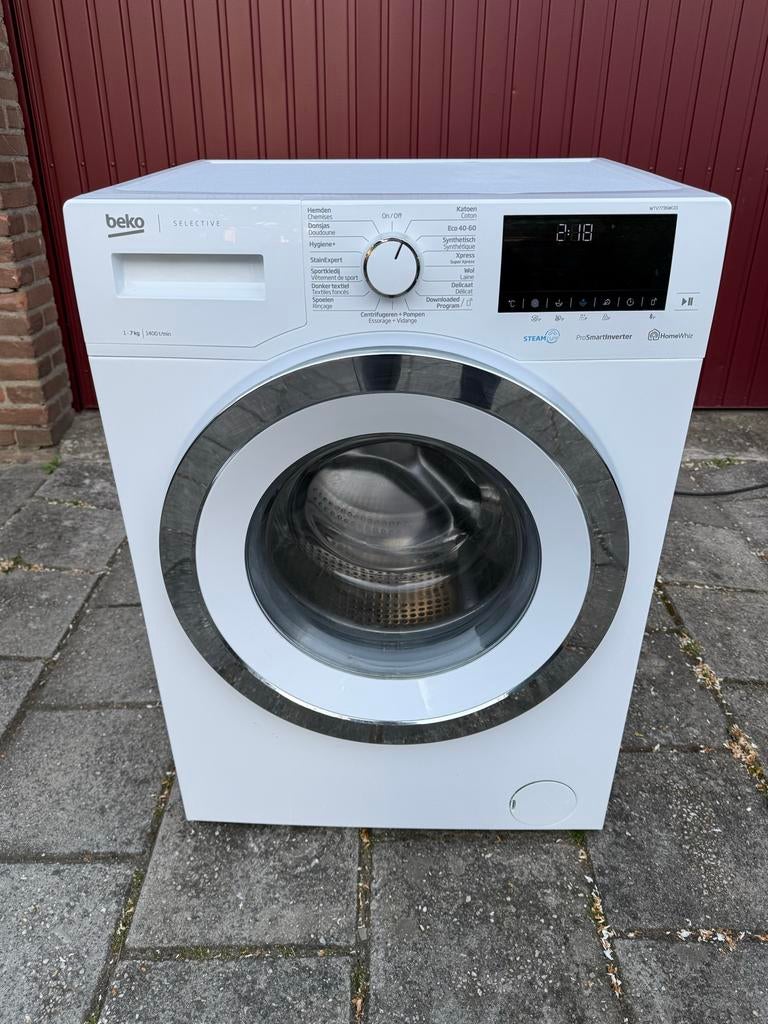 Wasmachine Beko 1400 toeren 7kg ProSmartInverter, SteamCure, Ophalen of Verzenden, Zo goed als nieuw, Voorlader, Wolwasprogramma