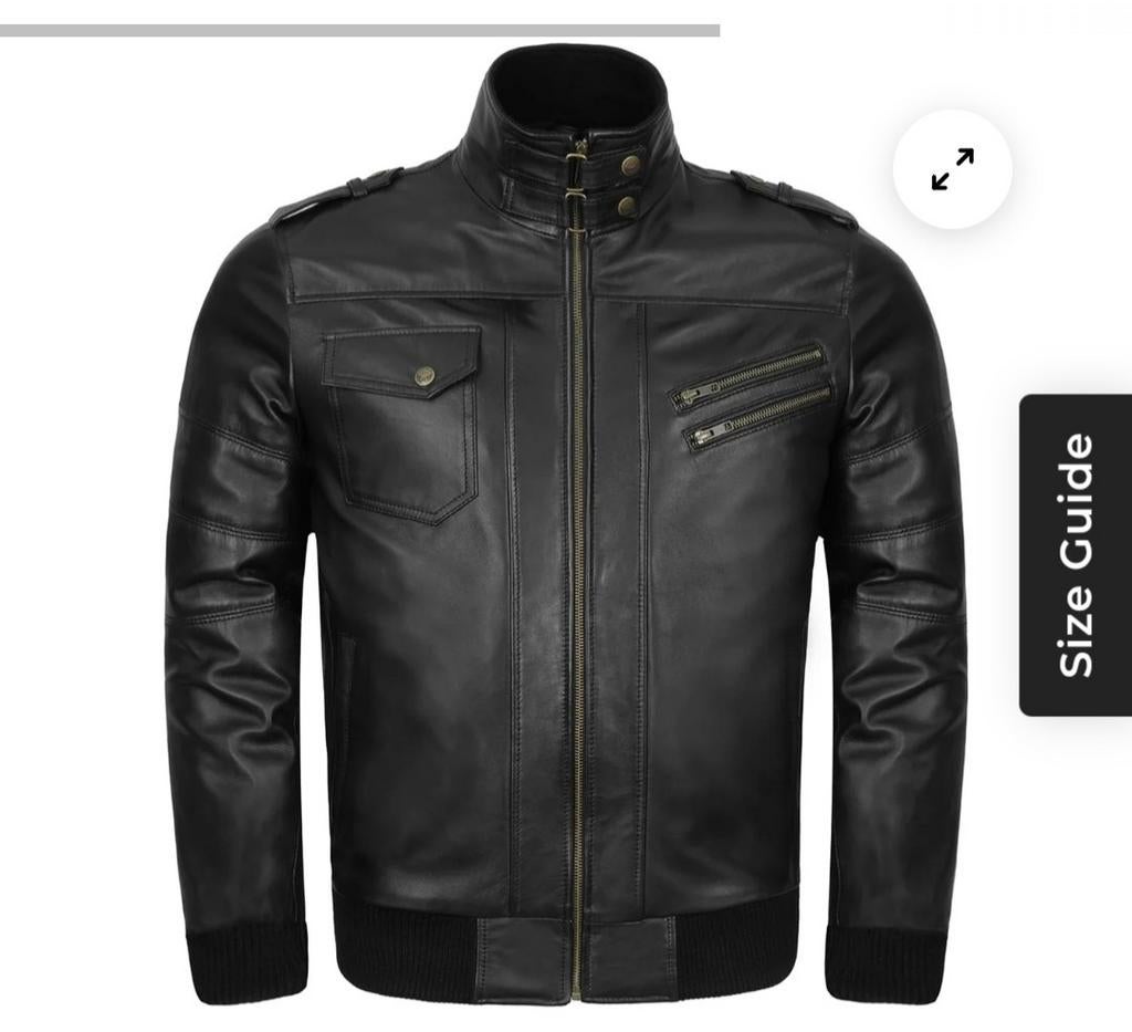 Zwart leren herenjack met capuchon, Kleding | Heren, Jassen | Zomer, Maat 52/54 (L), Leatherink, Zwart, Nieuw