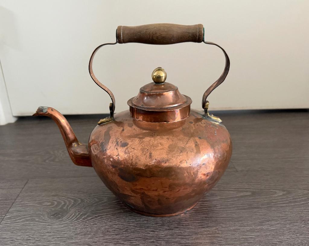 Oude antiek roodkoperen appel ketel/ appelketel., Antiek en Kunst, Ophalen of Verzenden, Koper