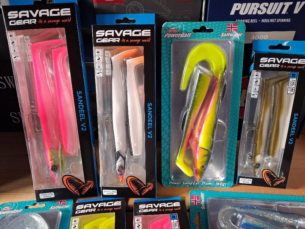 SANDEEL PAKKET: Savage Gear/Berkley Powerbait....40-160g, Watersport en Boten, Hengelsport | Zeevissen, Tinstraat, Savage Gear