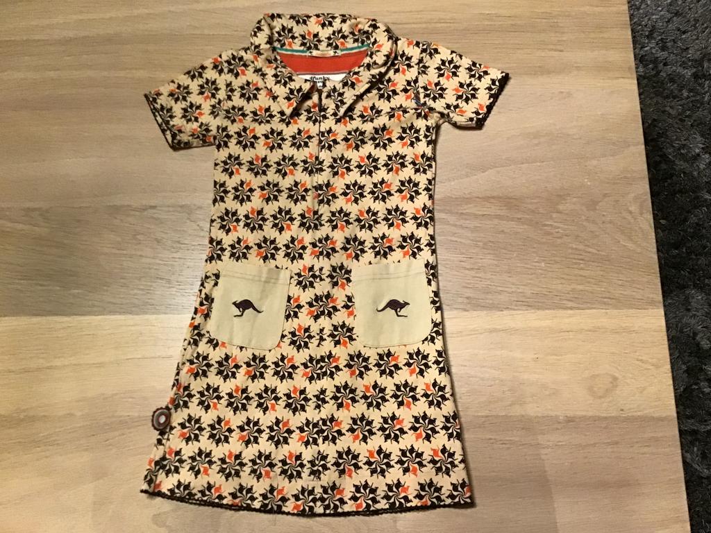 4funkyflavours Jurk Maat 110/116 met Kangoeroe Patroon, Ophalen of Verzenden, Zo goed als nieuw, Meisje, Jurk of Rok