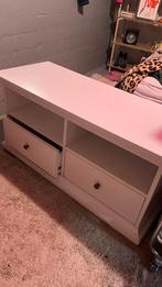 Witte tv kast met lades, Gebruikt, 100 tot 150 cm, Ophalen of Verzenden, Minder dan 100 cm