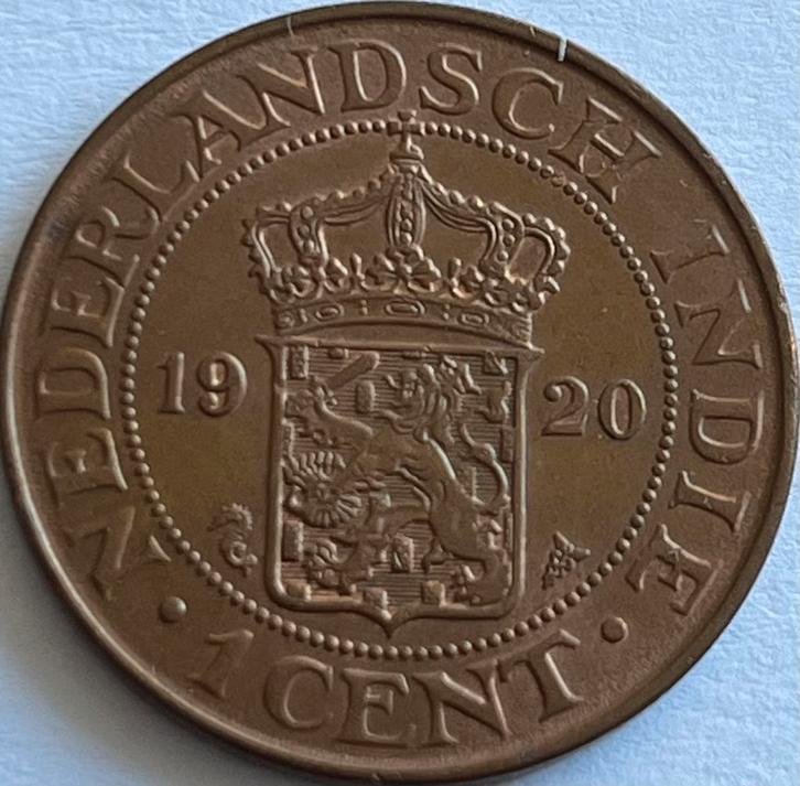 Nederlands-Indië schitterende cent 1920, Postzegels en Munten, Munten | Nederland, Losse munt, 1 cent, Koningin Wilhelmina, Ophalen of Verzenden