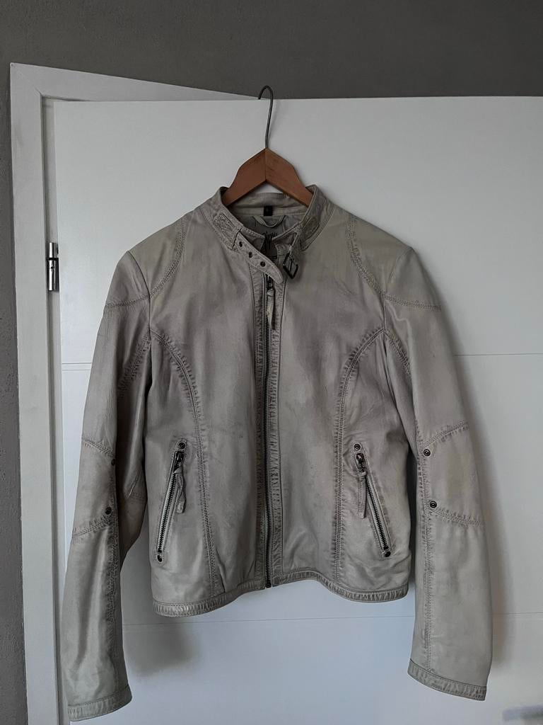 Gypsi Leren Jas Beige Gemêleerd - Zacht Leer, Ophalen of Verzenden, Gedragen, Maat 42/44 (L), Beige