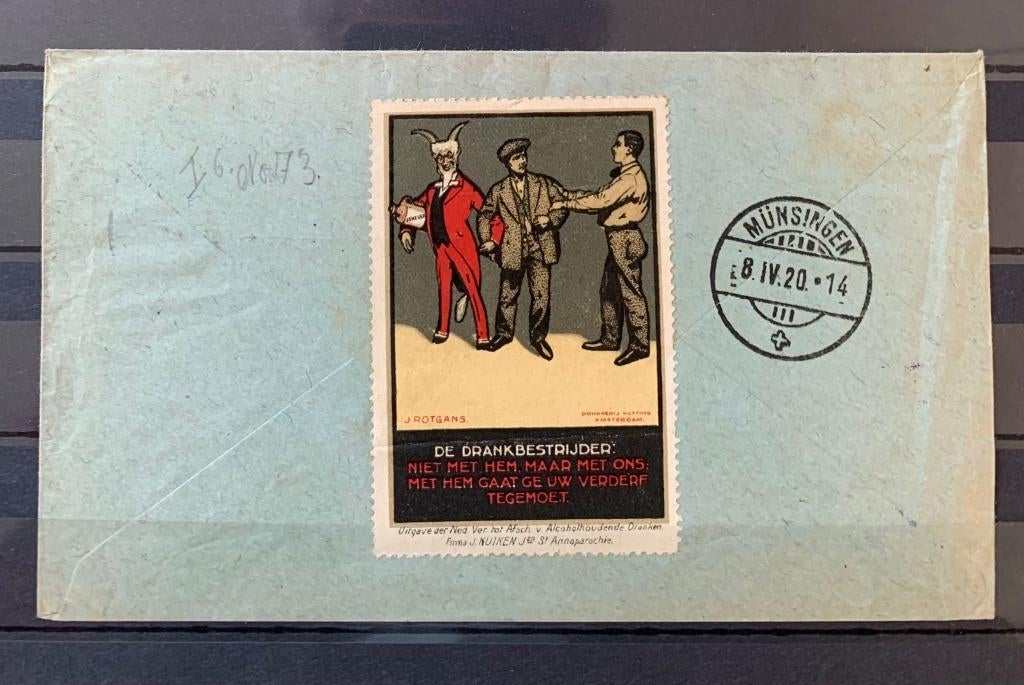 Sluitzegel  St Annaparochie anti Alcohol J Rotgans 1920, Ophalen of Verzenden, T/m 1940, Gestempeld