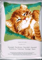 Cado vervaco borduurpakket kussen spinnende kat, Ophalen of Verzenden, Nieuw, Handborduren, Borduurpakket