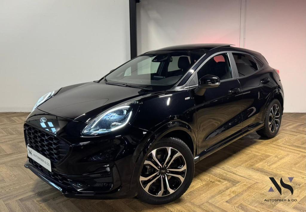 Ford Puma 1.0 EcoBoost Hybrid ST-Line X PANO KEYLESS CAM, Auto's, Ford, 125 pk, Zwart, 1226 kg, Zwart