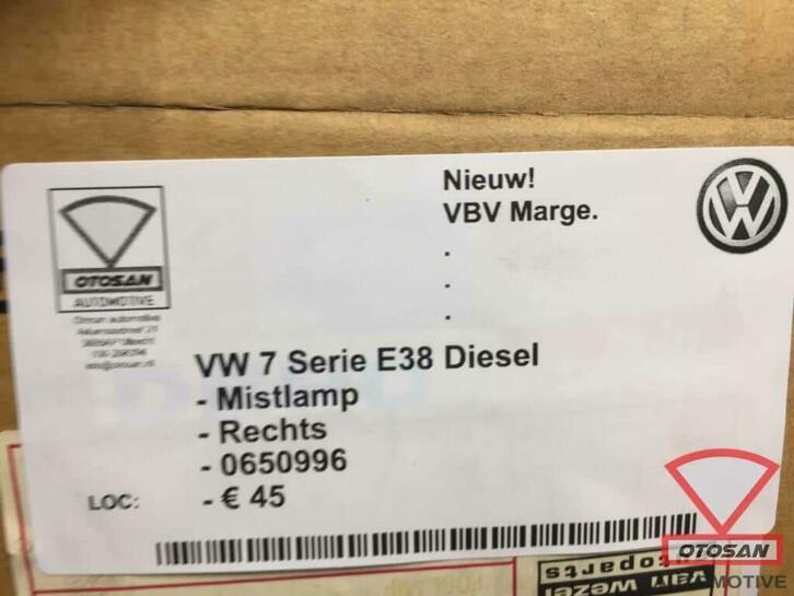 bmw 7 serie e38 diesel mistlamp nieuw! rechts 0650996, Petuelring 130
80788  Munich, DE, Info@bmw.de, Nieuw, Ophalen of Verzenden