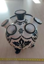 Tulpenvaas met zwart motief. H 17 cm., Zwart, Ophalen of Verzenden, Minder dan 50 cm, Glas