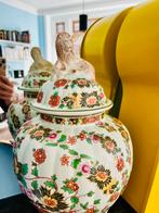 Vintage dekselvaas bloemen, Antiek en Kunst, Ophalen of Verzenden