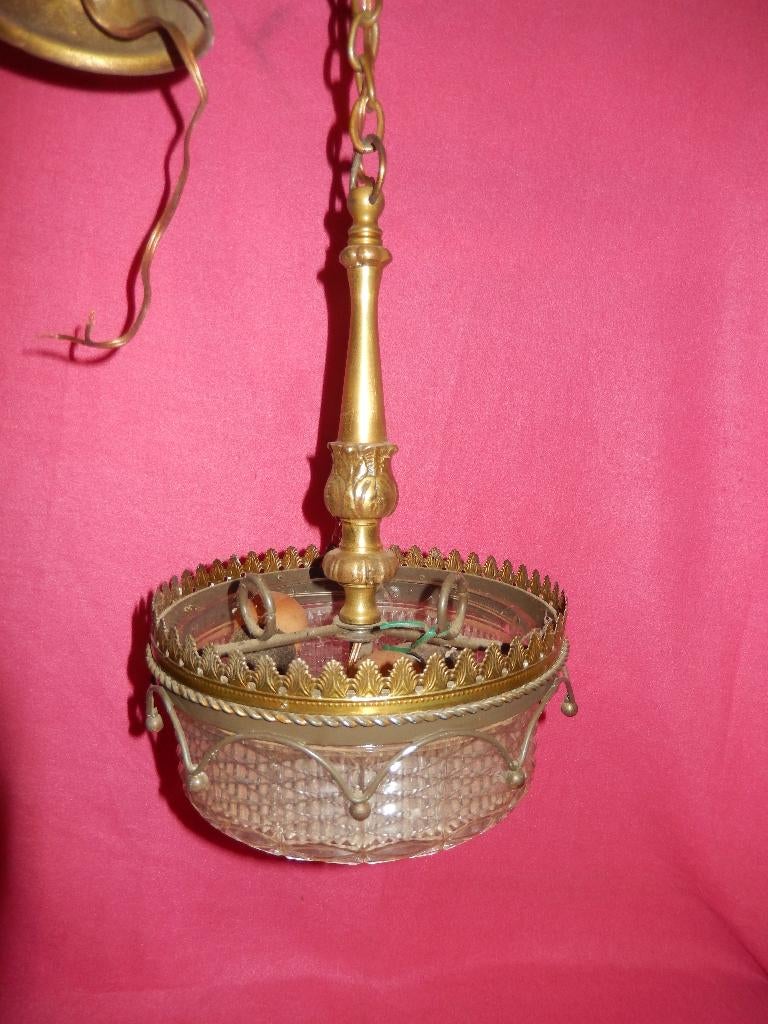 messing hang lamp unic antieke  oud jaren 70, Ophalen of Verzenden