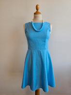 Retro blauwe jurk met witte polkadot Medium, Blauw, ., Ophalen of Verzenden, Zo goed als nieuw
