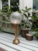 Sfeervolle kandelaar met bol glas, Ophalen of Verzenden, Glas, Minder dan 50 cm