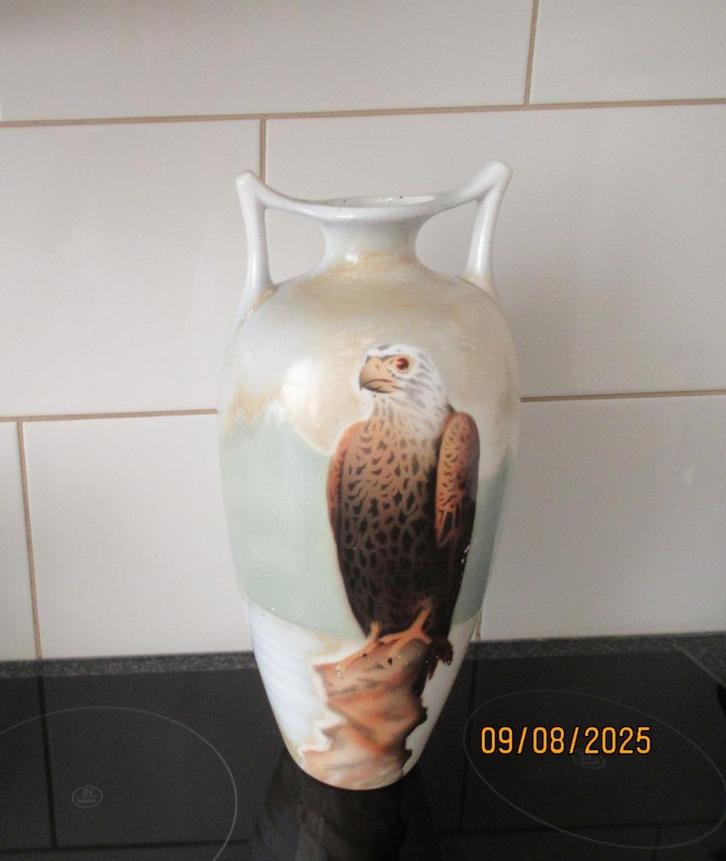 JUGENDSTIL VAAS MET VALK-EAGLE AMPHORA MAASTRICHT -CA 1910, Antiek en Kunst, Antiek | Vazen, Ophalen of Verzenden