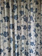 Gordijnen.              Blauw klein ruitje met druivenblad., Gebruikt, 200 cm of meer, Ophalen of Verzenden, 200 cm of meer