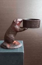 Bronzen beeld bever kaarshouder, Antiek en Kunst, Antiek | Koper en Brons, Ophalen of Verzenden, Brons