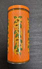 Vintage oranje Verkade koekblik met Zonnebloemen, Minder dan 50 cm, Gebruikt, Minder dan 50 cm, Ophalen of Verzenden