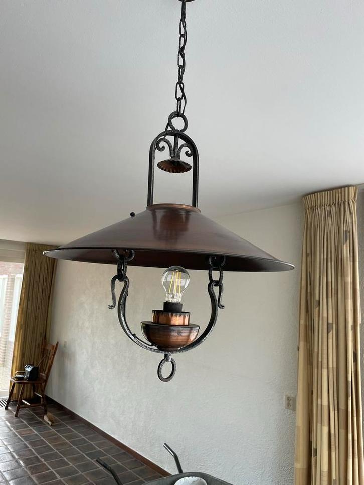 Vintage Koperen Hanglamp, Huis en Inrichting, Lampen | Hanglampen, Gebruikt, 75 cm of meer, Metaal, Ophalen of Verzenden