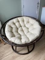 Rotan loungestoel papasan, Huis en Inrichting, Stoelen, Ophalen, Bruin, Riet of Rotan, Zo goed als nieuw