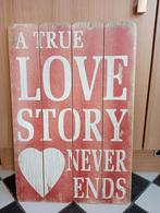 Tekstbord roze/rood 40x60 cm prima staat Love Story, Ophalen of Verzenden, Zo goed als nieuw