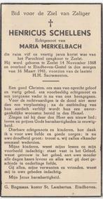 Henricus Schellens 1868 Zeelst + 1941 Eindhoven, 72 jaar, Verzenden